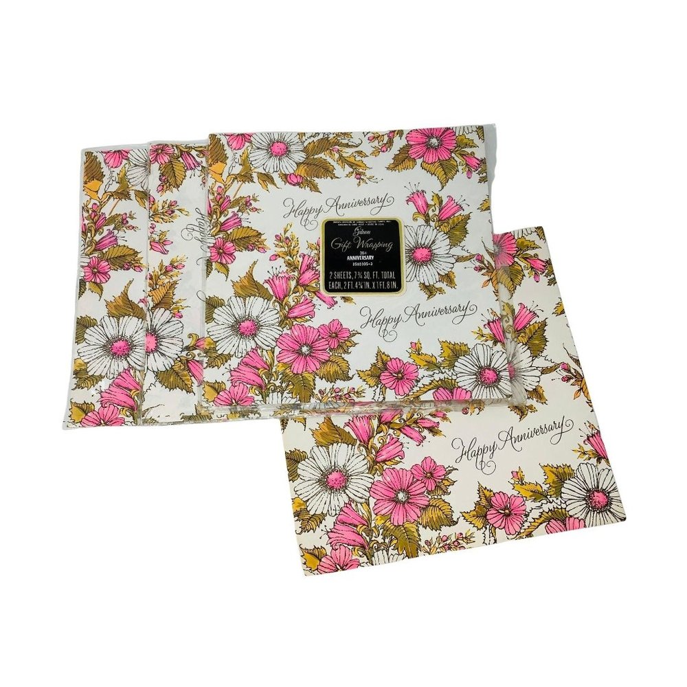 Vintage Happy Anniversary Wrapping Paper Gibson Deadstock Gift Wrap